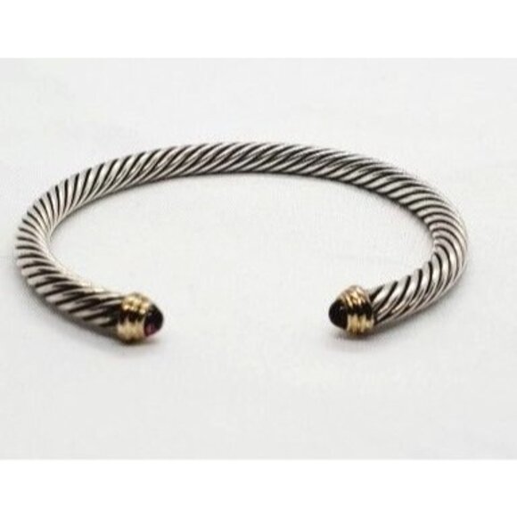 David Yurman Sterling Silver 925 14K Yellow Gold Pink Stone - Picture 5 of 10